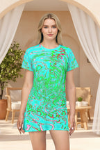 Turquoise Marble T-Shirt Dress | Summer Bodycon Dress | Resort Outfit