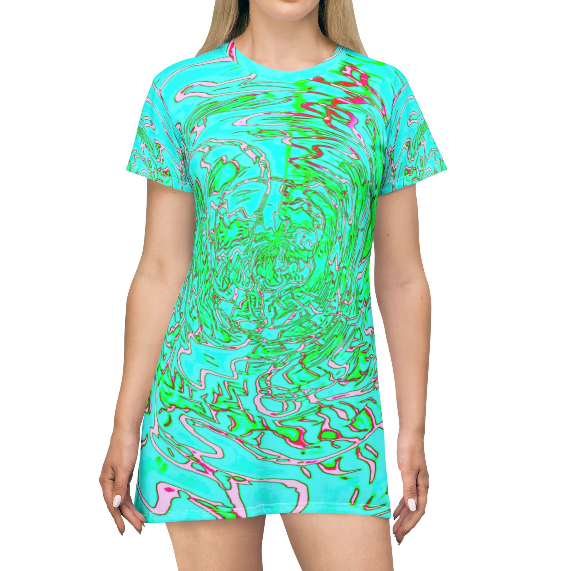 Turquoise Marble T-Shirt Dress | Summer Bodycon Dress | Resort Outfit