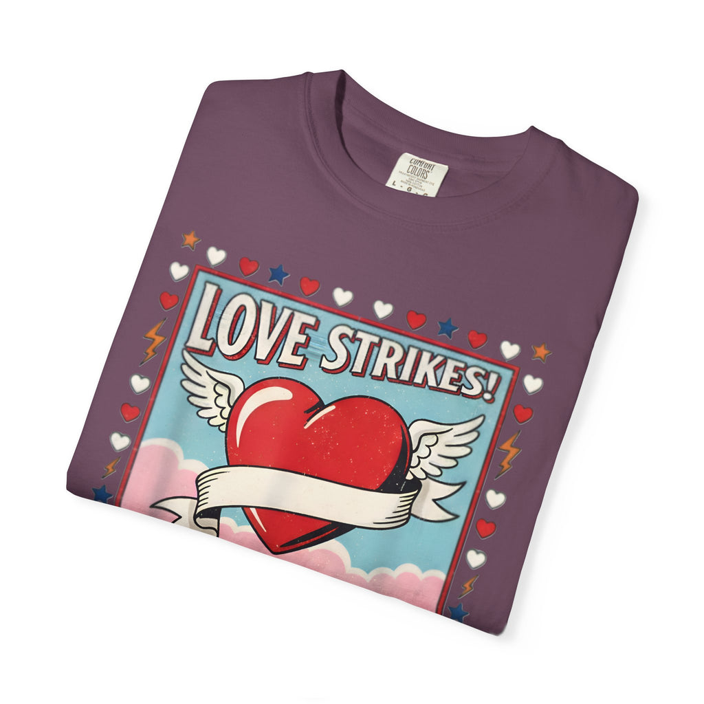 Love Strikes Cupid Heart T-Shirt | Valentine's Day Retro Graphic