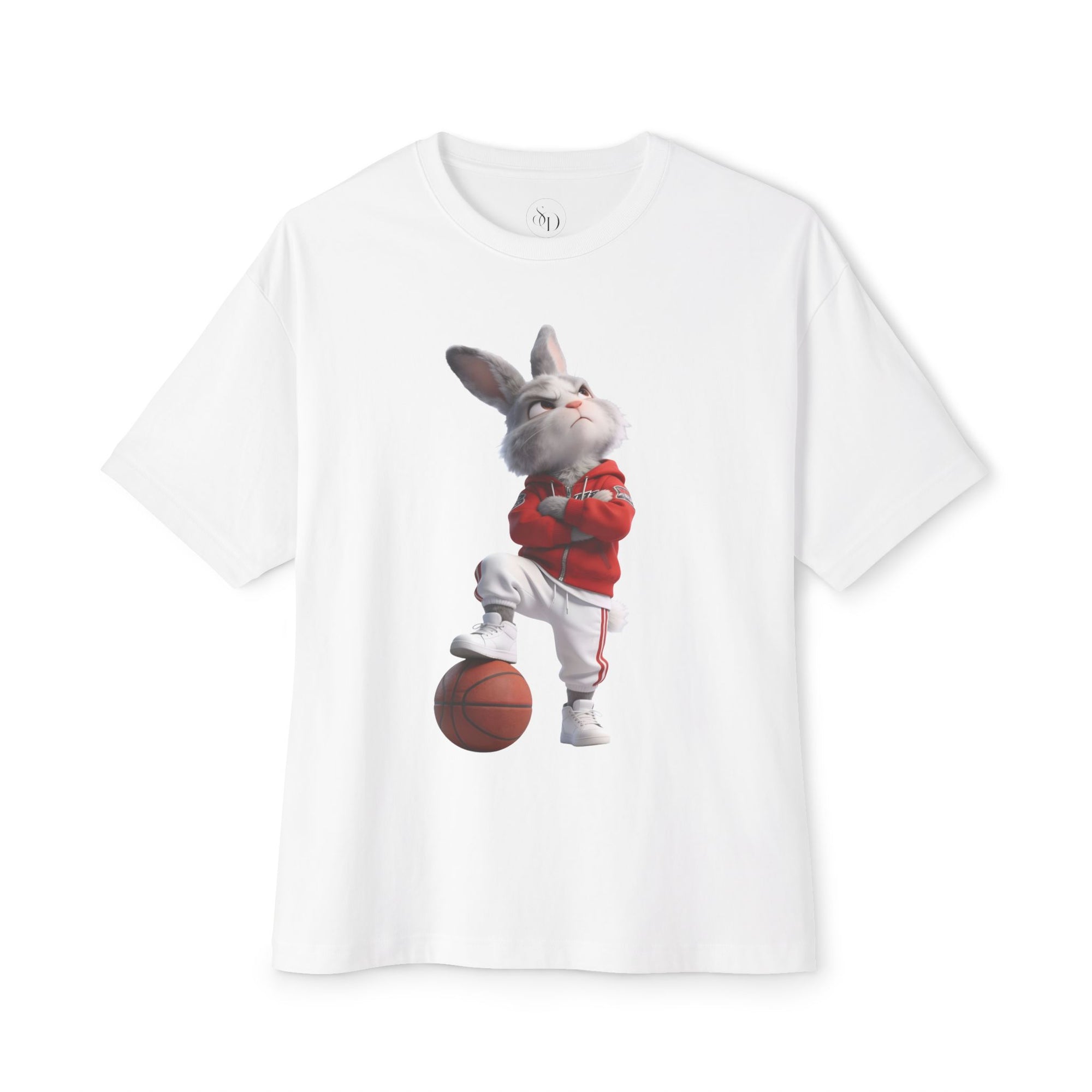 Oversized Bunny Basketball Player Graphic T-Shirt