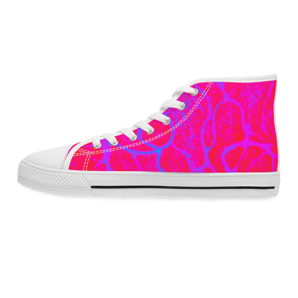 Women’s High Top Sneakers | Pink Blue Neuro-Art Canvas Shoes
