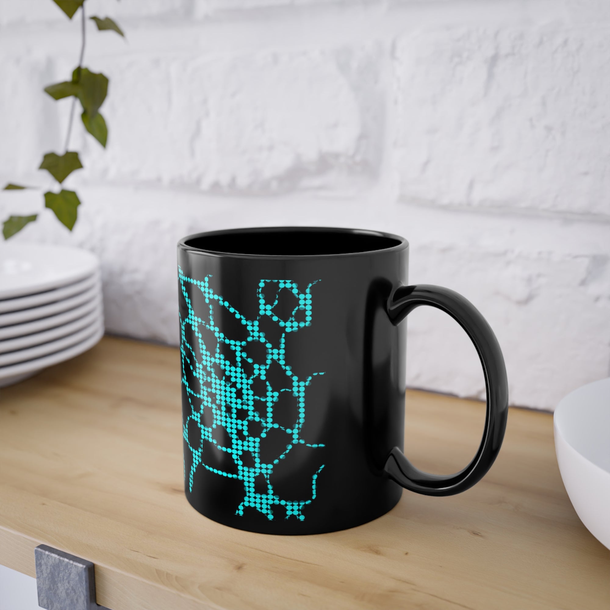 Cyber Tech Mug | Futuristic Black Coffee Cup | Gamer Desk Gift