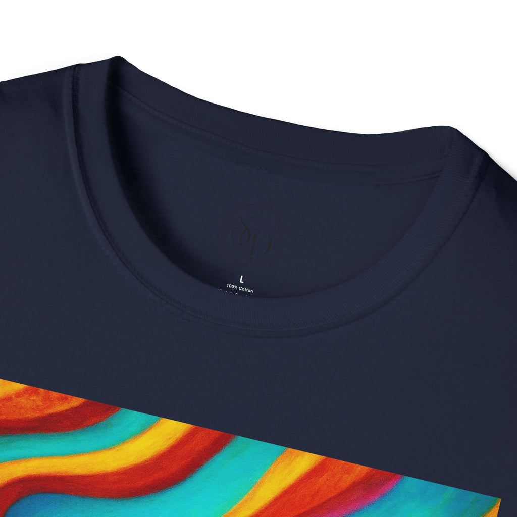 Psychedelic Rainbow Wave T-Shirt | Vibrant Neuro-Art Unisex Tee