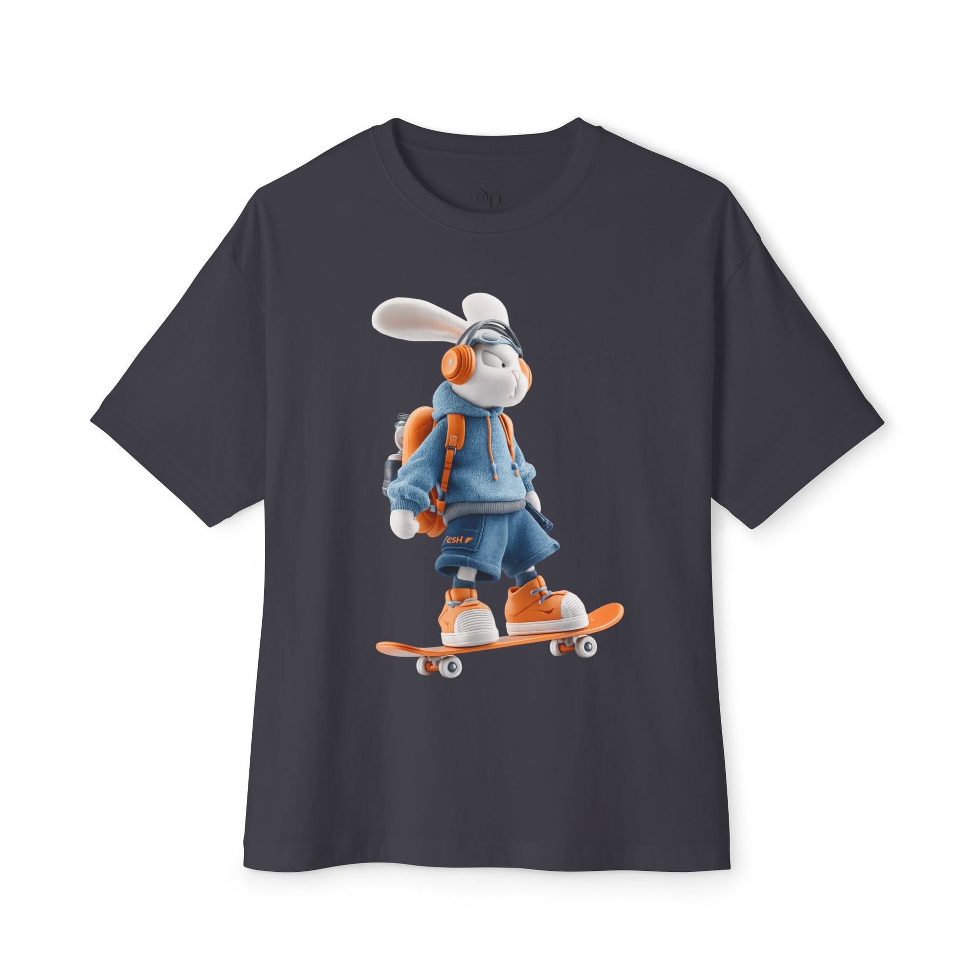 Oversized | Skateboarding Bunny Character Tee | Skateboard Cartoon T-Shirt