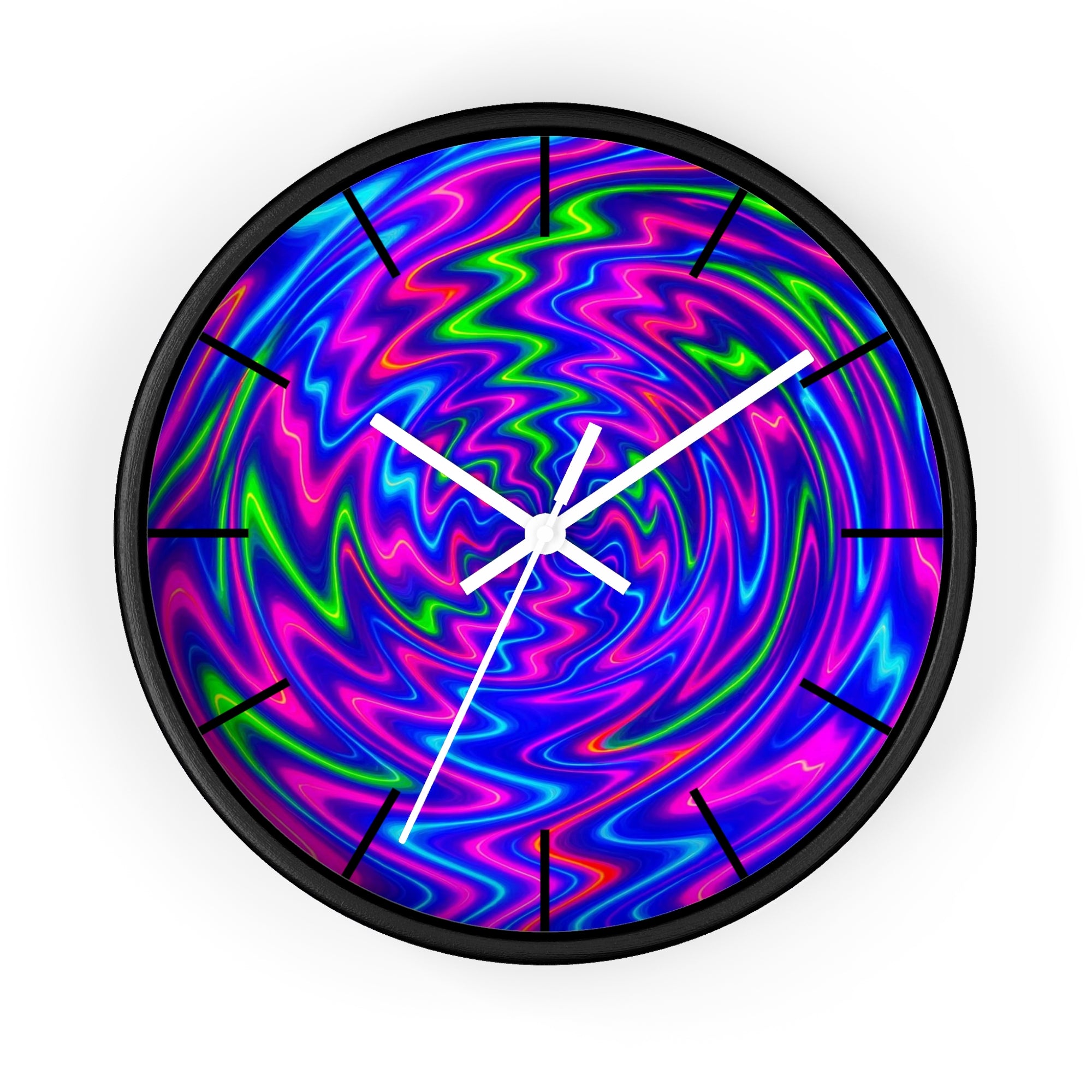 Psychedelic Abstract Wall Clock | Vibrant Neon Swirl Home Decor | Unique Trippy Gift