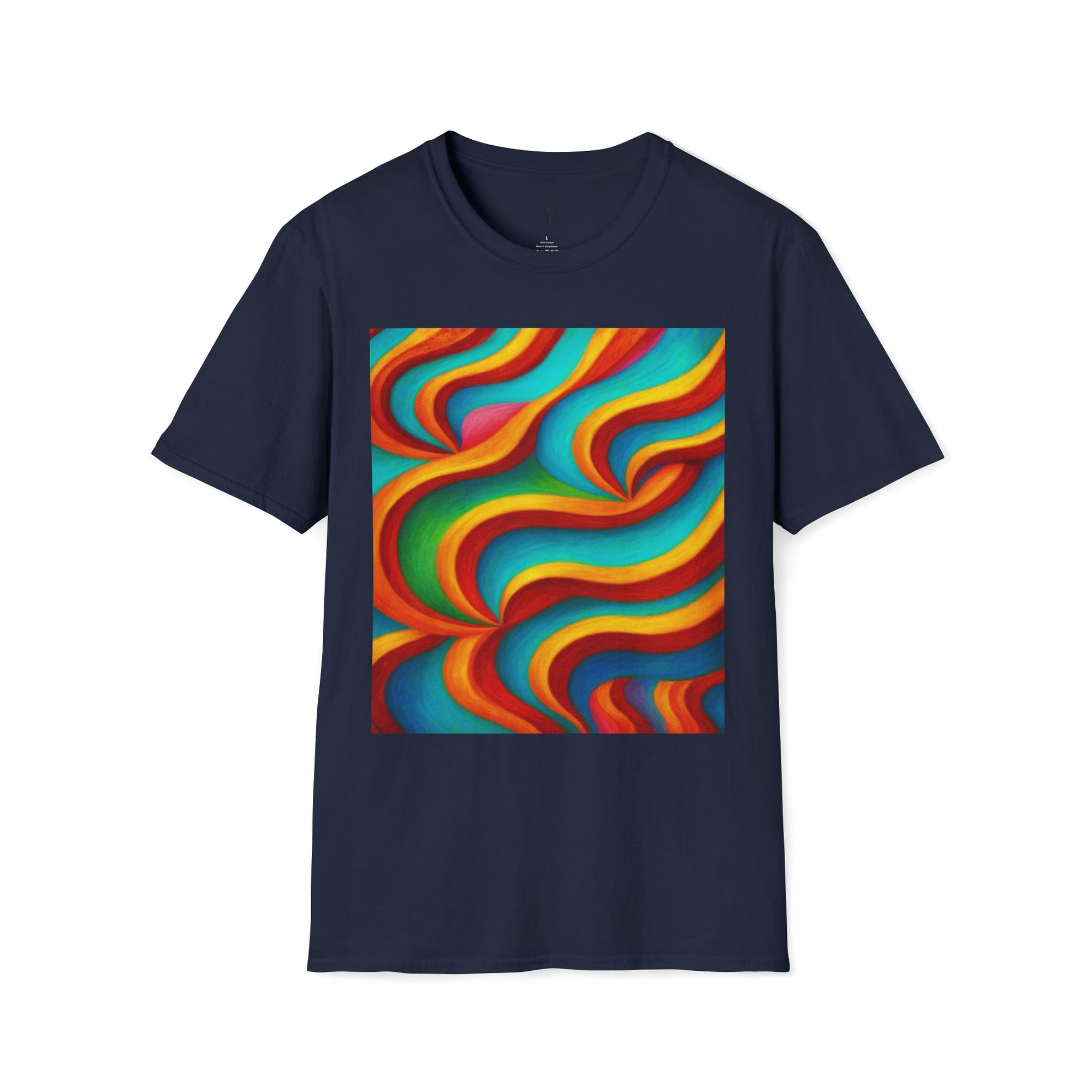 Psychedelic Rainbow Wave T-Shirt | Vibrant Neuro-Art Unisex Tee