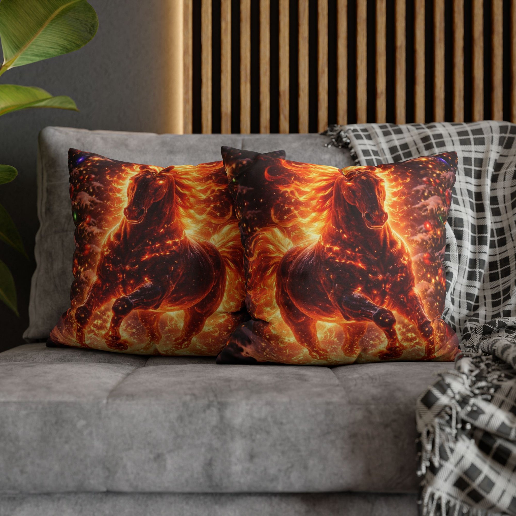 Fire Horse Throw Pillow | Christmas Decorative Cushion