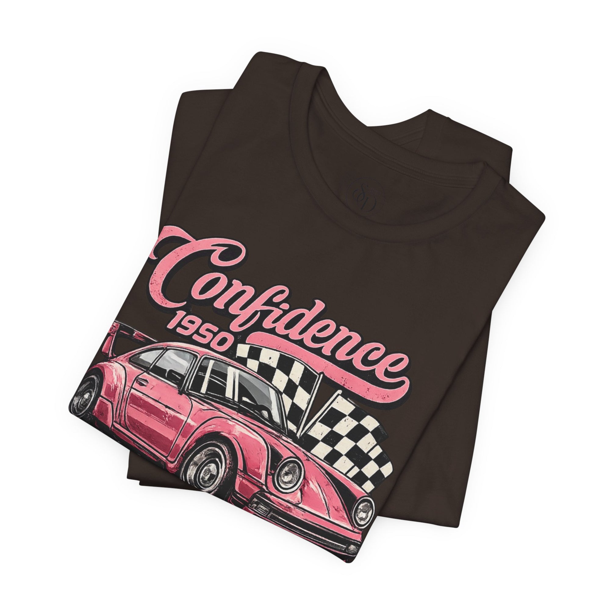 Vintage Pink Porsche 1950 Racing Tee | Confidence No Fear At All