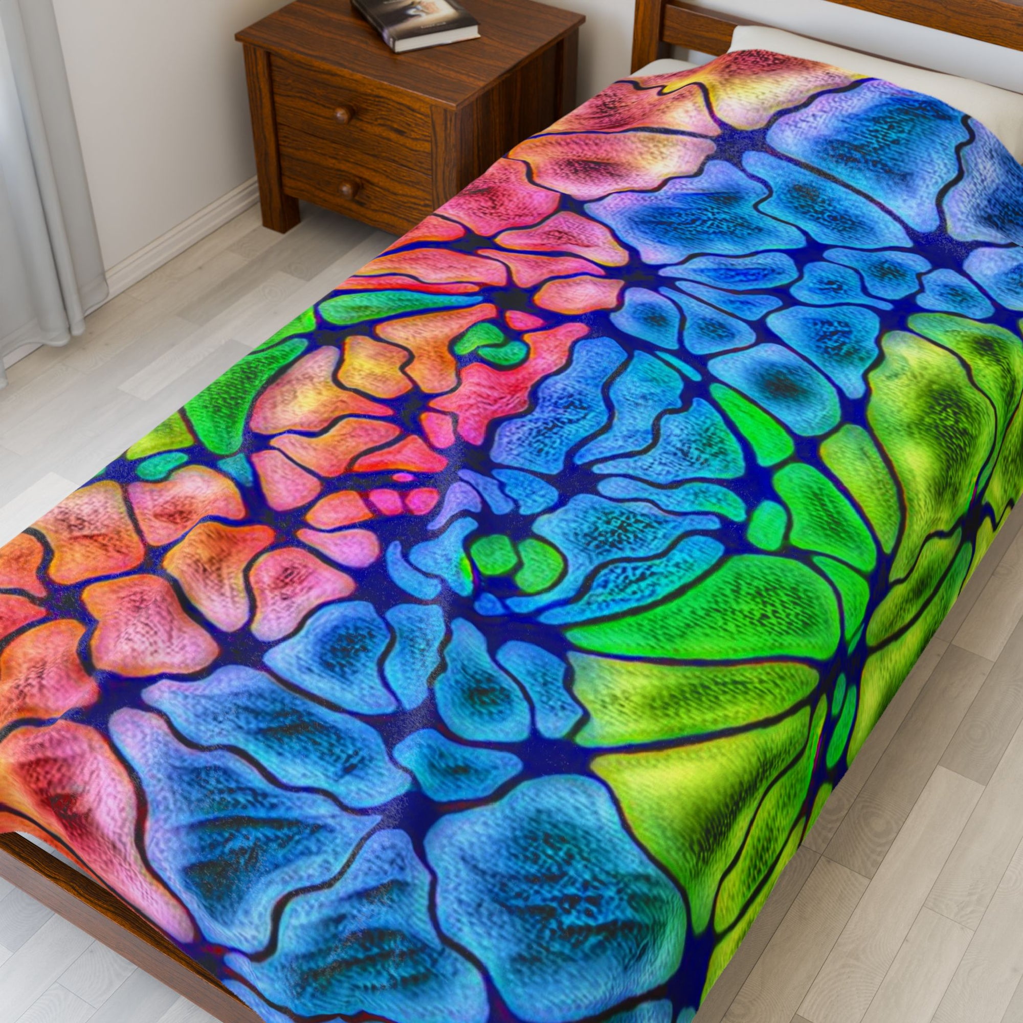 Vibrant Tie-Dye Velveteen Plush Blanket, Colorful Cozy Throw, Soft Warm Comforter, Ideal for Home Decor, Gifts for All Occasions