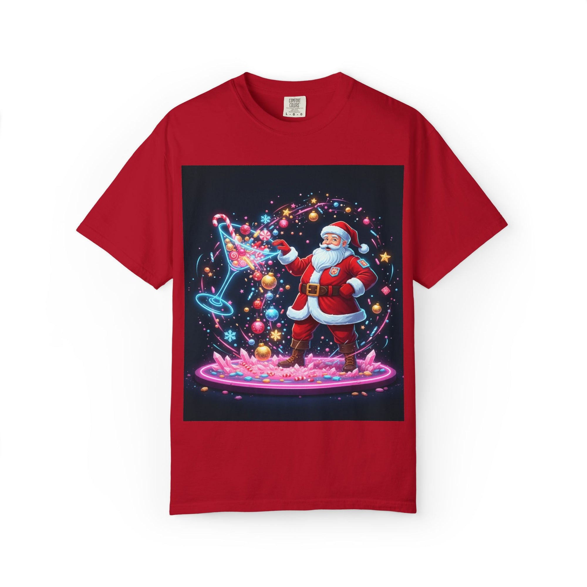 Santa Wizard Illustration T-Shirt | Neon Magical Christmas Tee