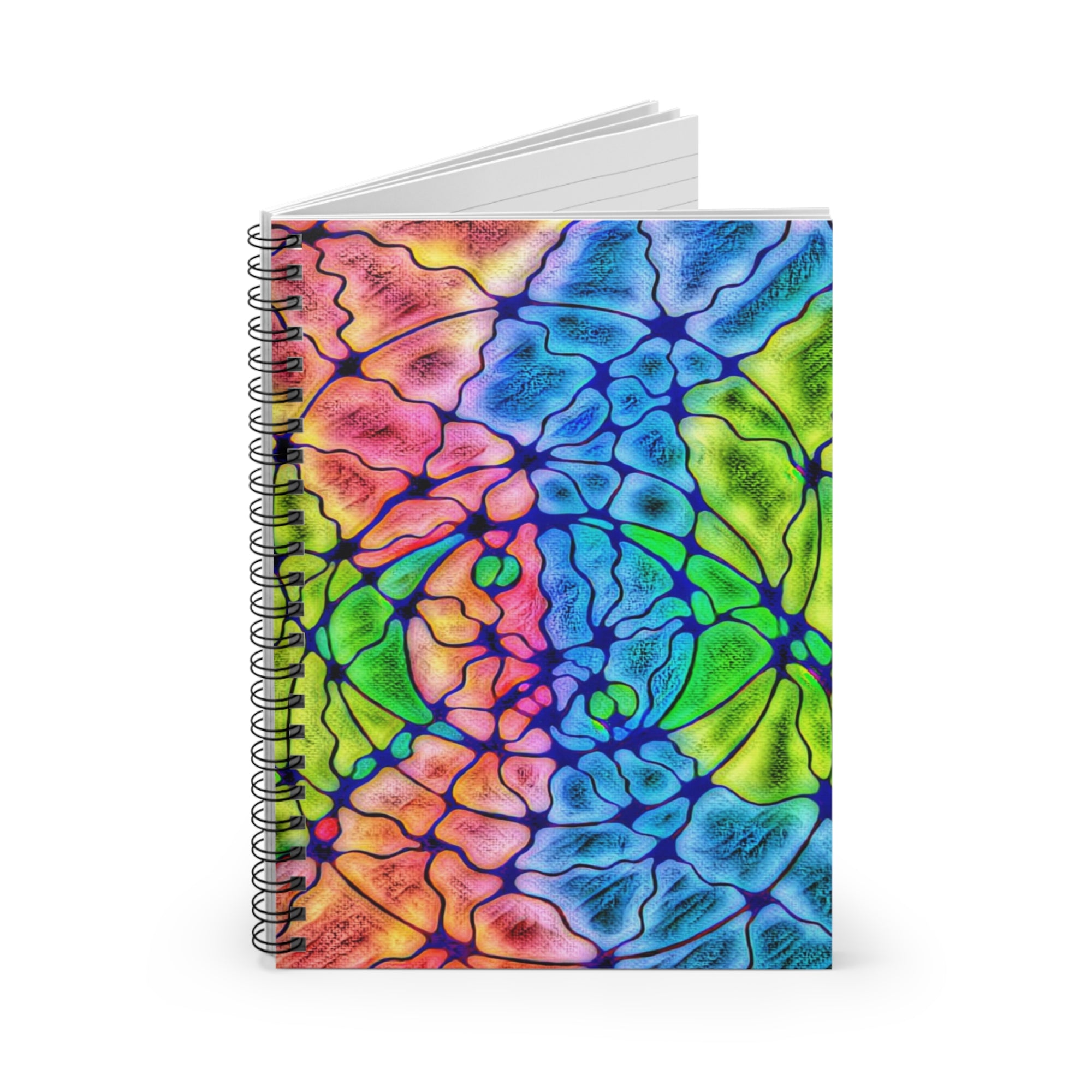 Rainbow Mosaic Abstract Notebook | Colorful Aesthetic Spiral Journal