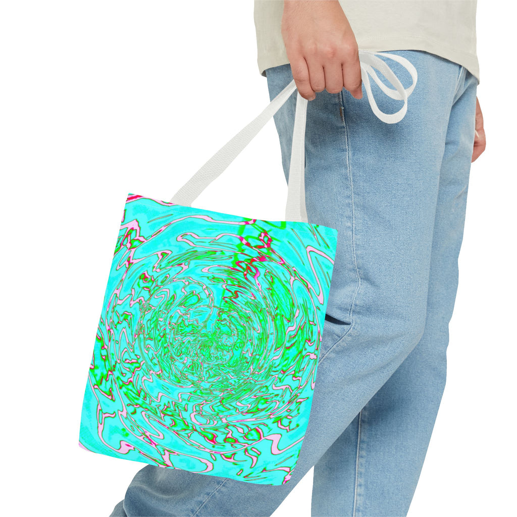 Ocean Swirl Tote Bag | Turquoise Abstract Beach Shopper