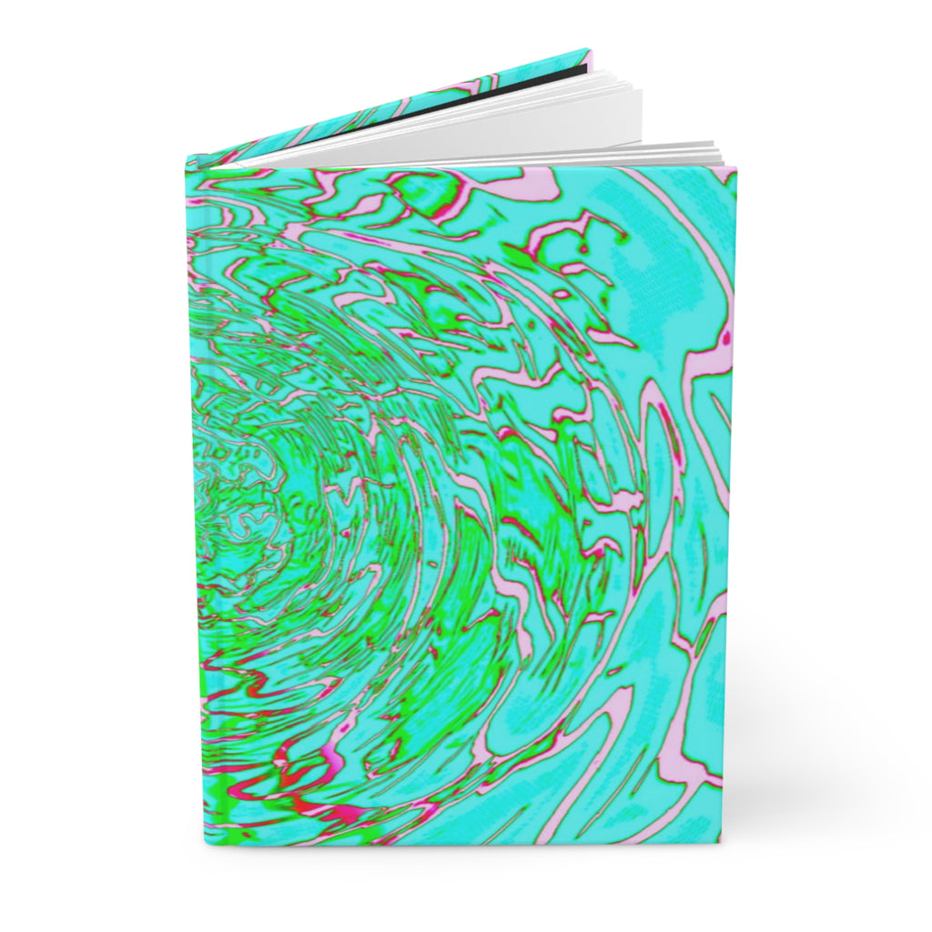 Aqua Swirl Abstract Notebook Hardcover Journal | Turquoise Marble Vortex