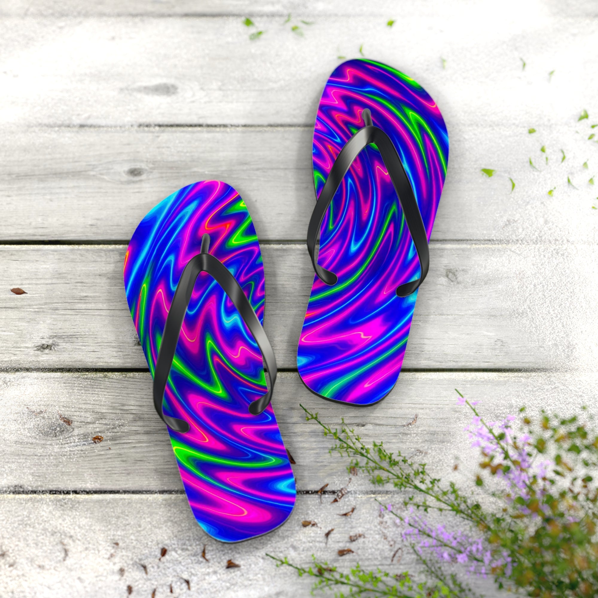Vibrant Tie-Dye Flip Flops | Colorful Summer Beachwear