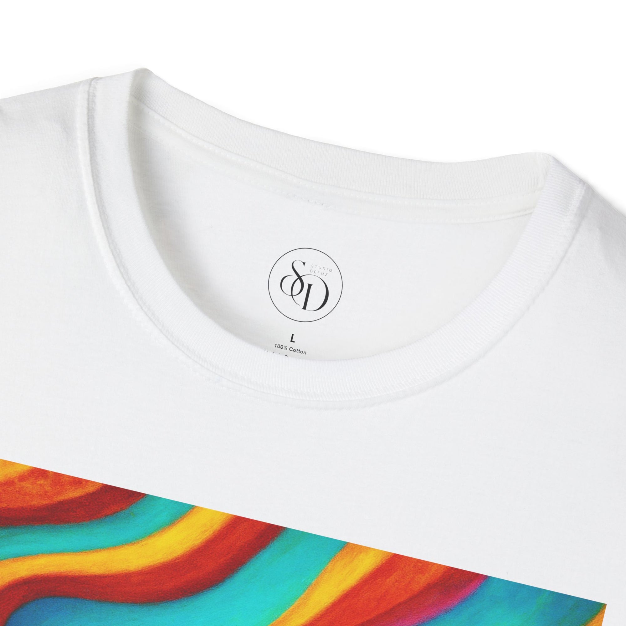 Psychedelic Rainbow Wave T-Shirt | Vibrant Neuro-Art Unisex Tee