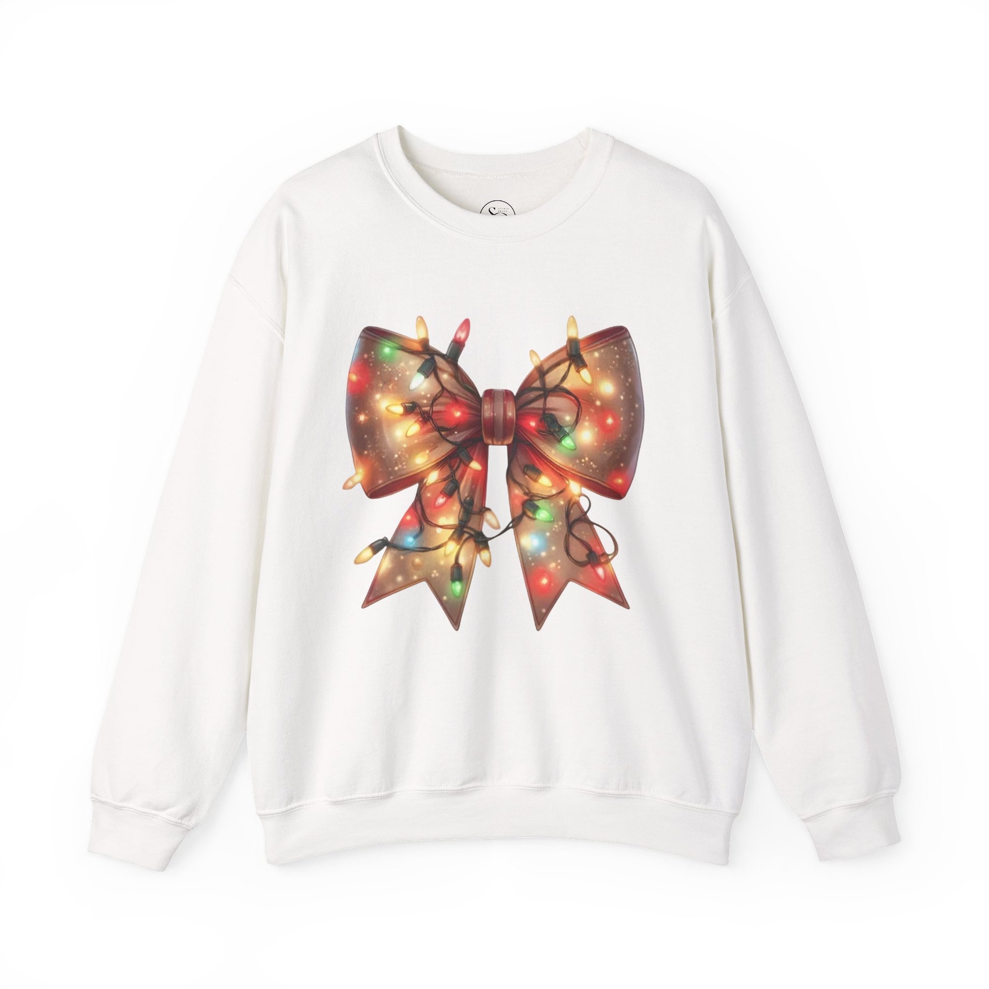 Christmas Bow Sweatshirt | Holiday Lights Crewneck