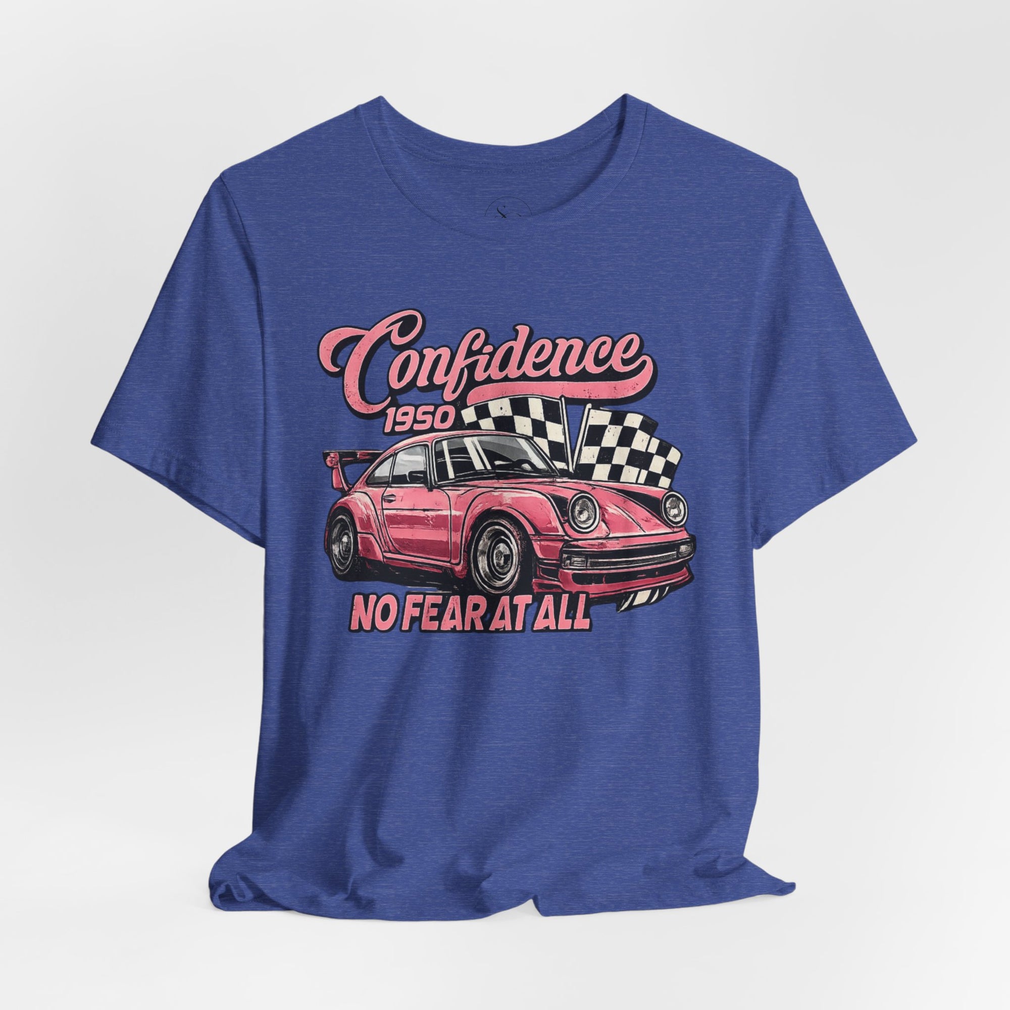 Vintage Pink Porsche 1950 Racing Tee | Confidence No Fear At All