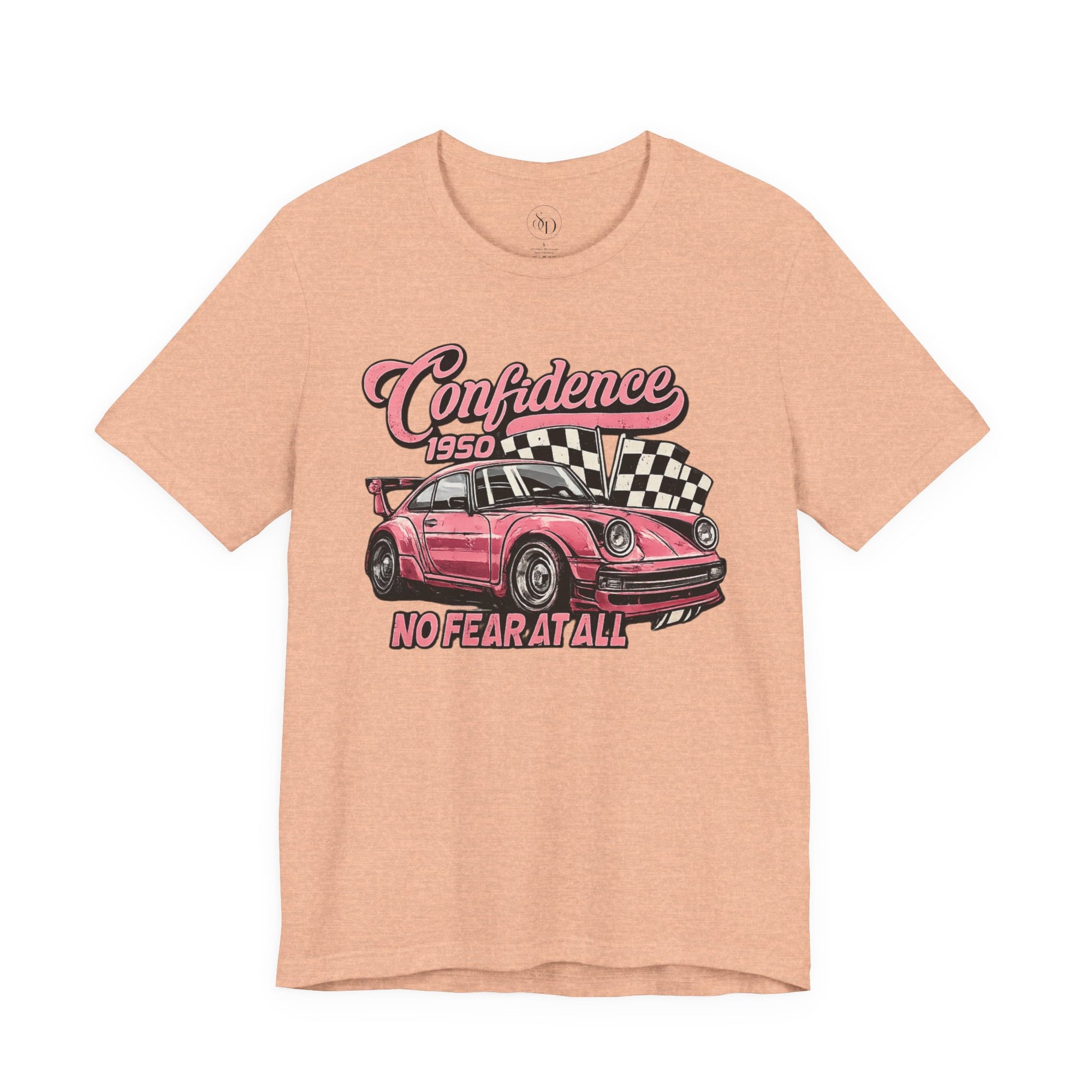Vintage Pink Porsche 1950 Racing Tee | Confidence No Fear At All