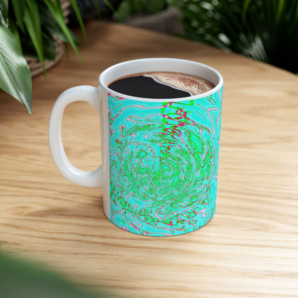 Green Abstract Mug | Modern Ceramic Coffee Cup | Nature Inspired Gift