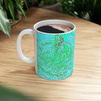 Green Abstract Mug | Modern Ceramic Coffee Cup | Nature Inspired Gift