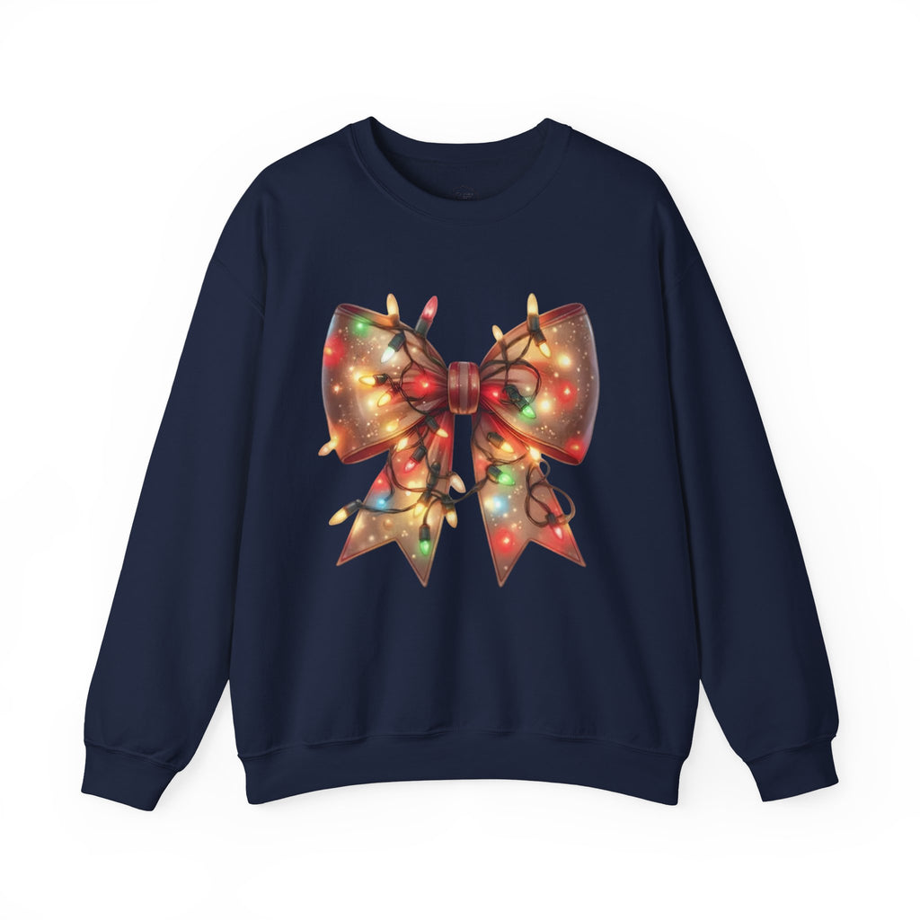 Christmas Bow Sweatshirt | Holiday Lights Crewneck