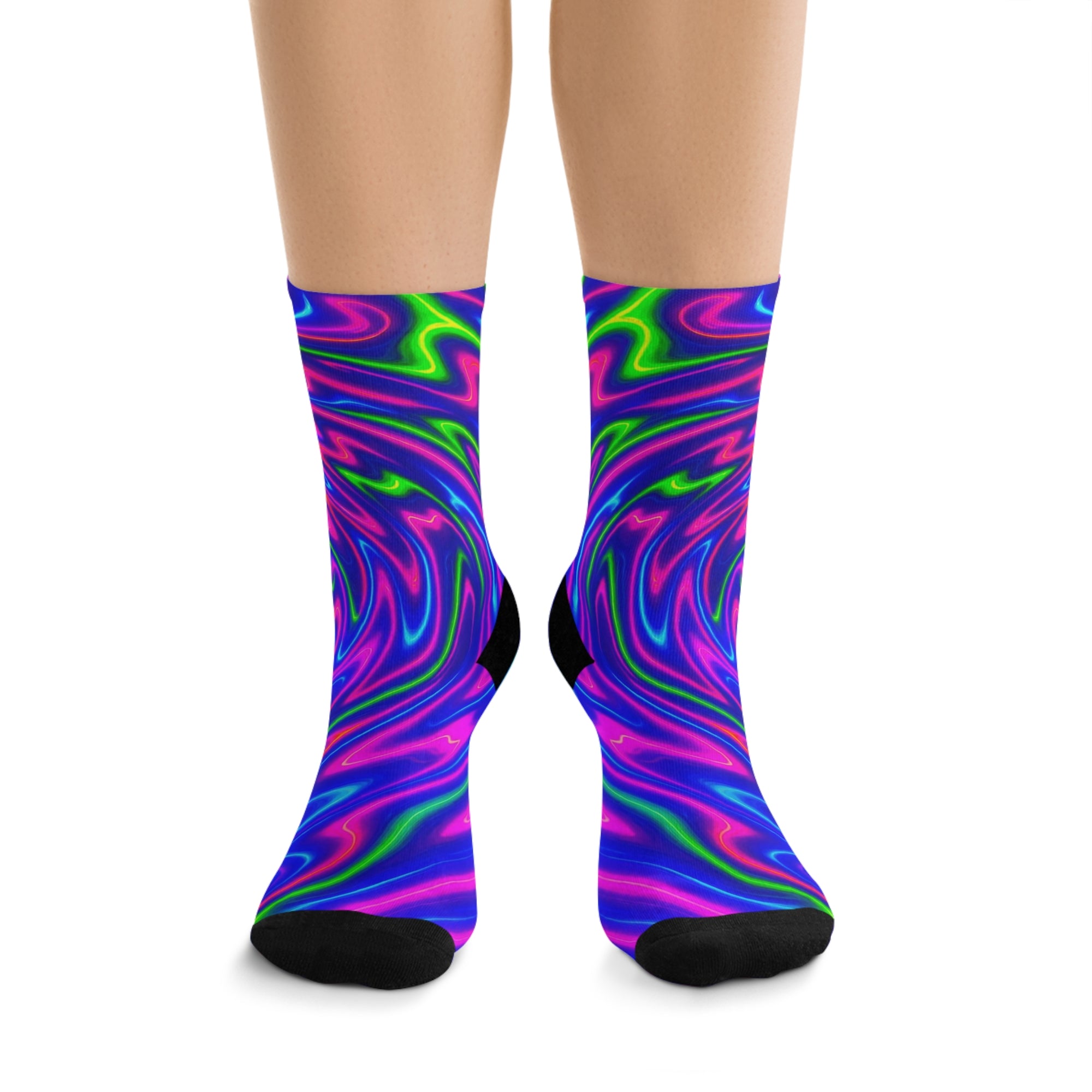 Vibrant Swirl Pattern Socks | Colorful Psychedelic Crew