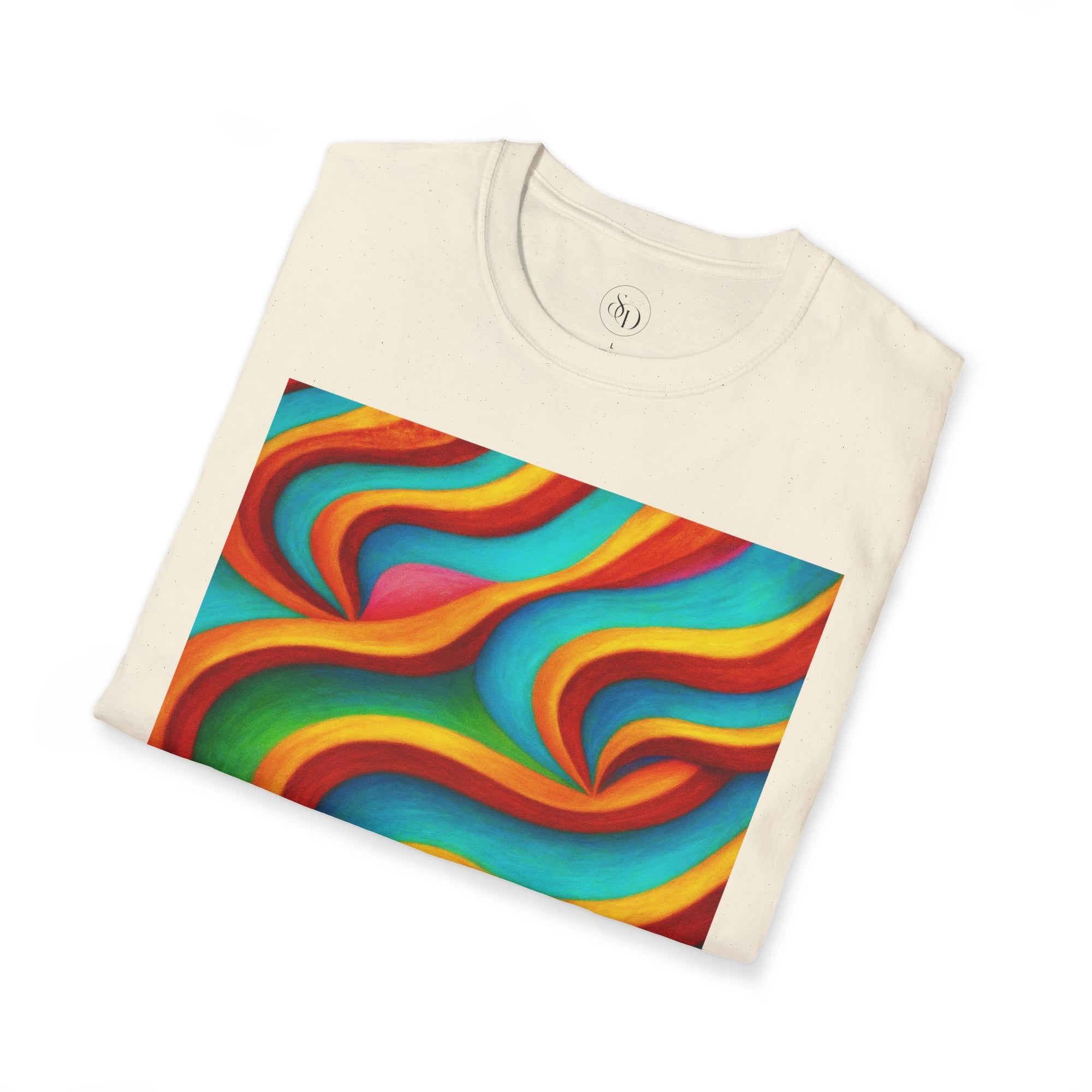 Psychedelic Rainbow Wave T-Shirt | Vibrant Neuro-Art Unisex Tee