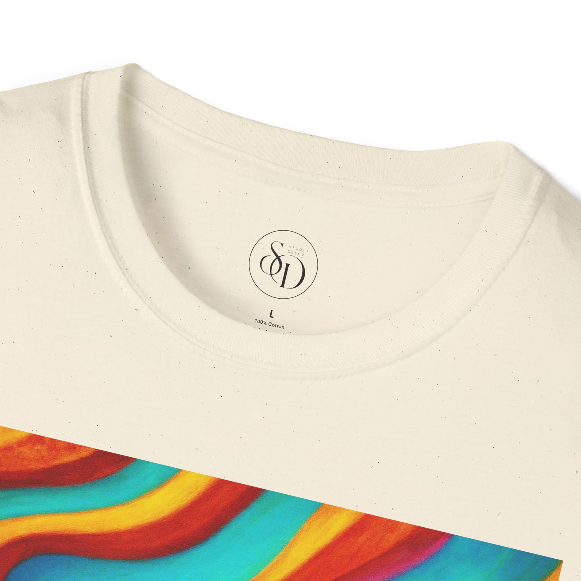 Psychedelic Rainbow Wave T-Shirt | Vibrant Neuro-Art Unisex Tee