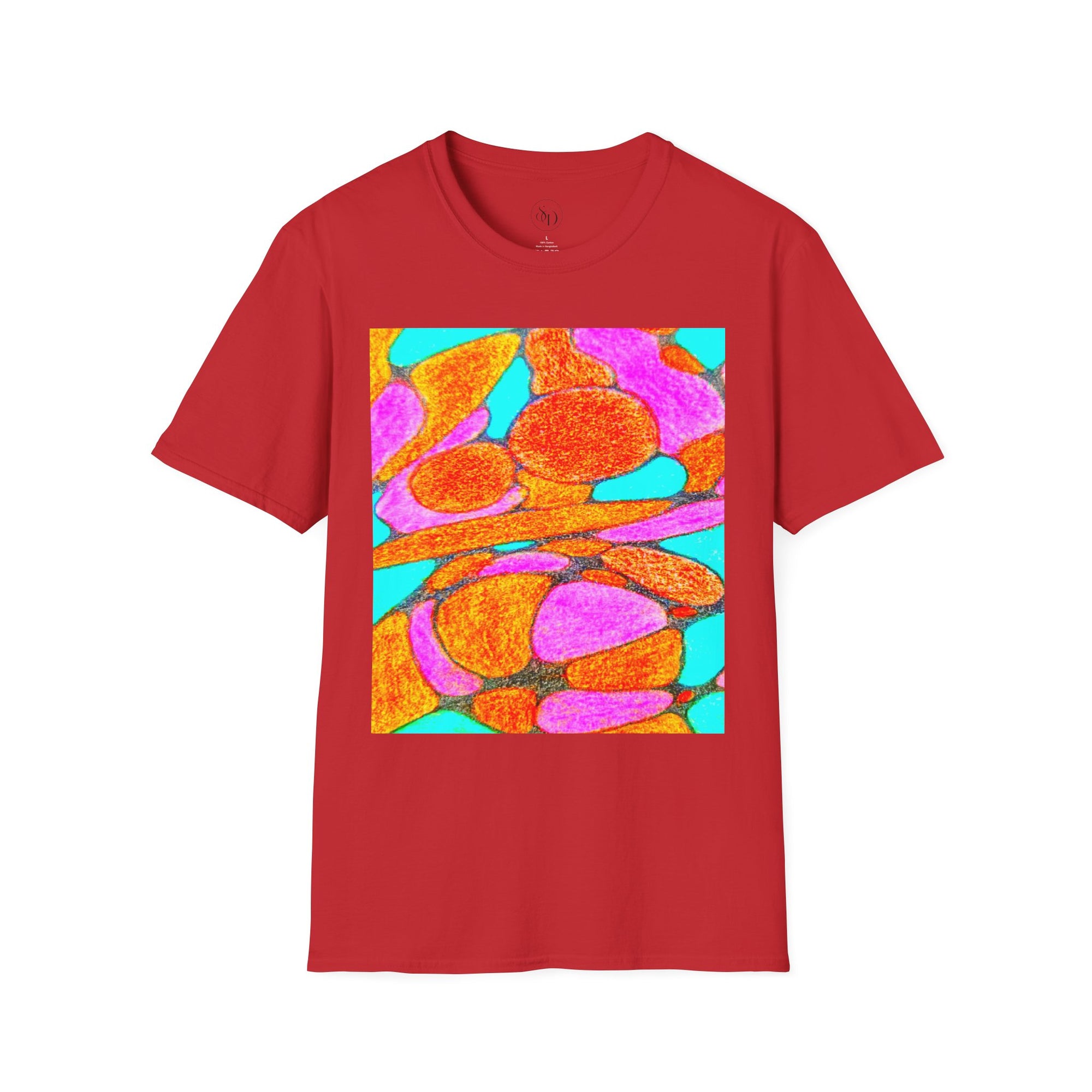 Abstract Floral T-Shirt | Pink Orange Art Graphic Tee