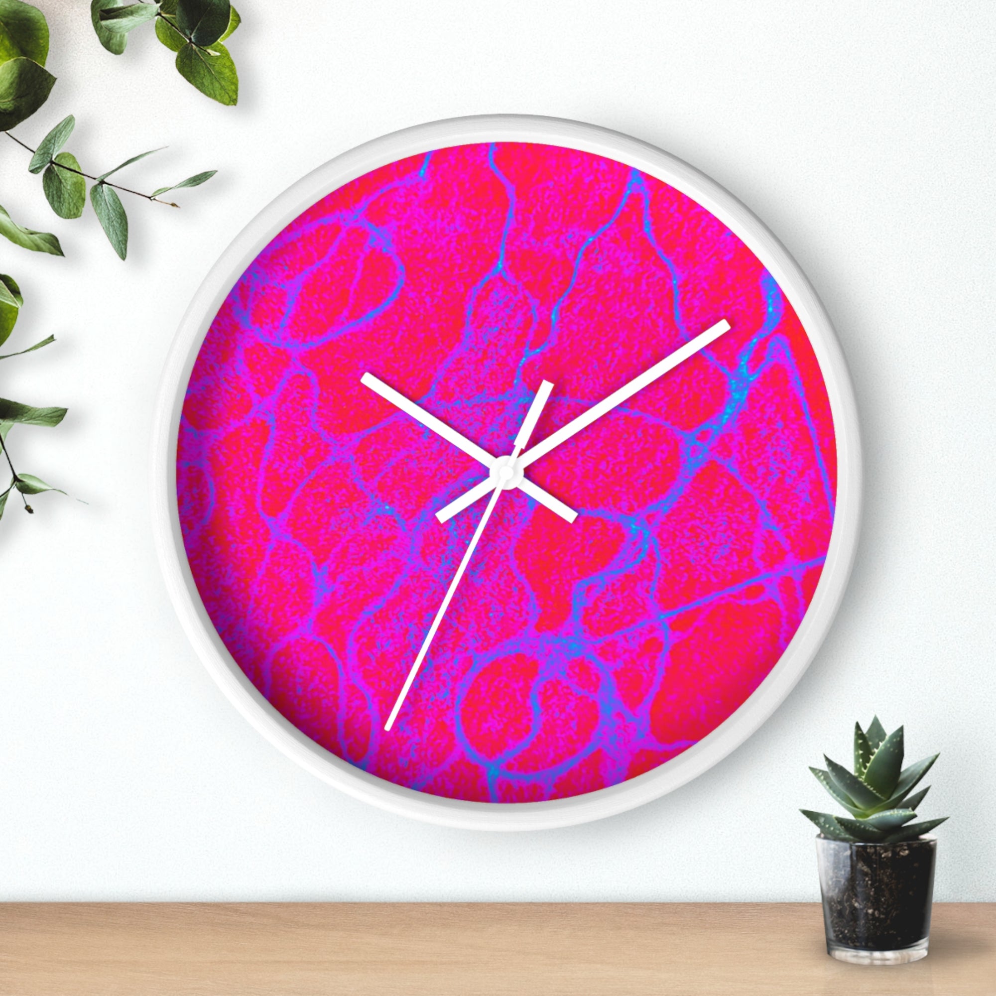 Hot Pink Fuchsia Abstract Wall Clock | Modern Pop Art Home Decor | Silent Unique Gift