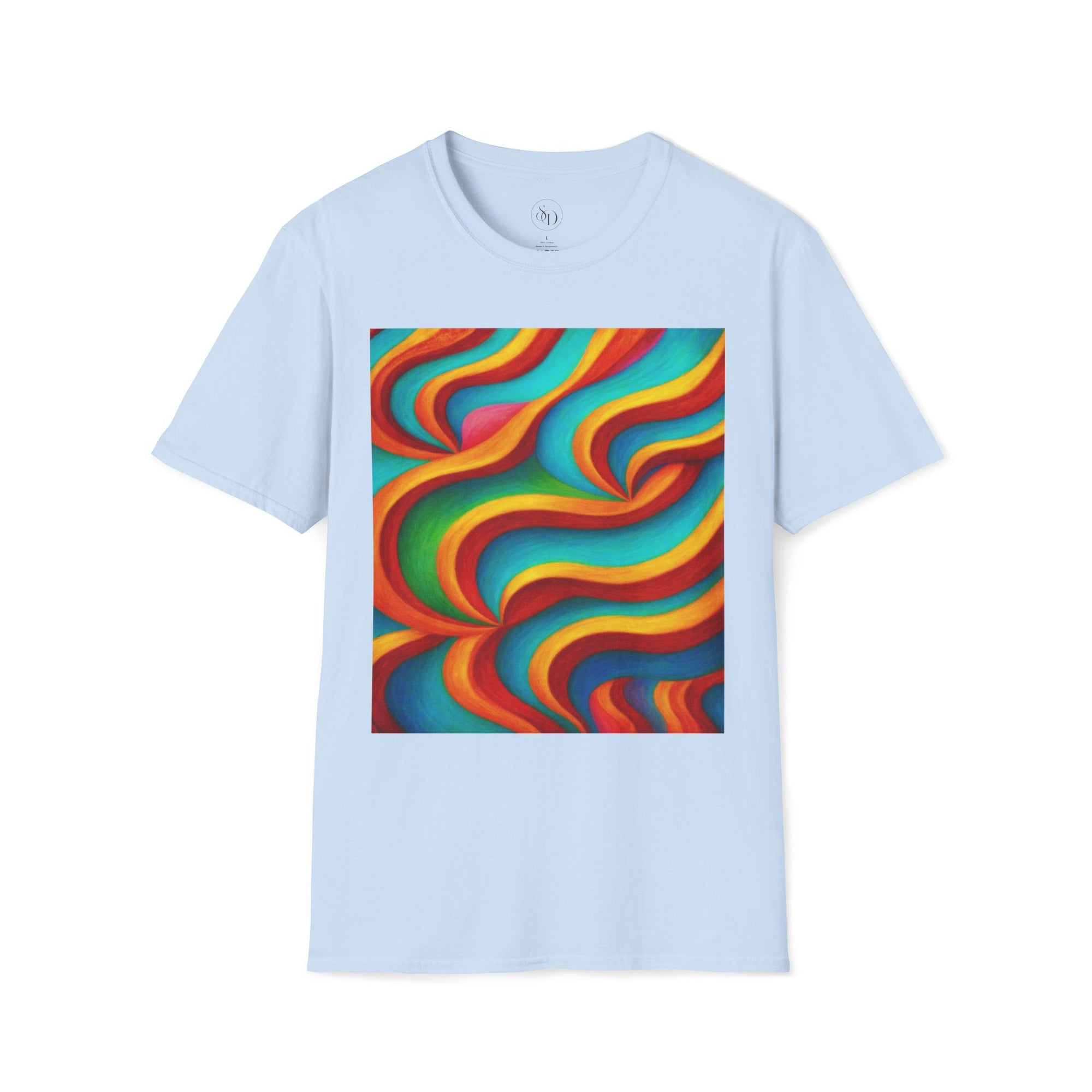 Psychedelic Rainbow Wave T-Shirt | Vibrant Neuro-Art Unisex Tee