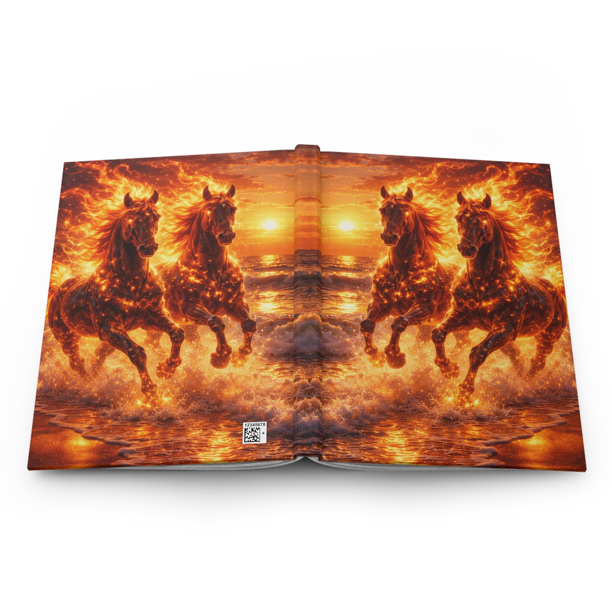 Twin Fire Horses Notebook | Fantasy Flame Journal Hardcover
