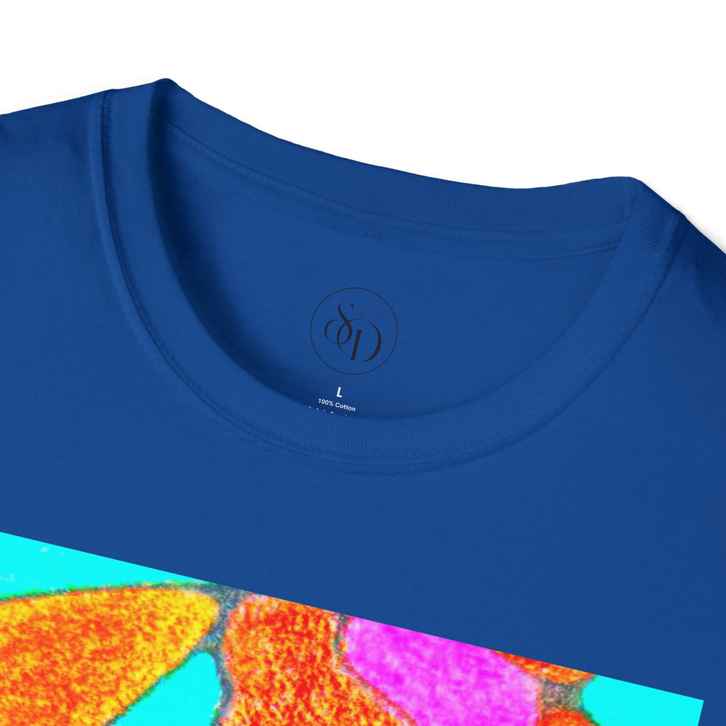 Organic Bloom Abstract Unisex Tee | Vibrant Pink & Orange Graphic Art Shirt