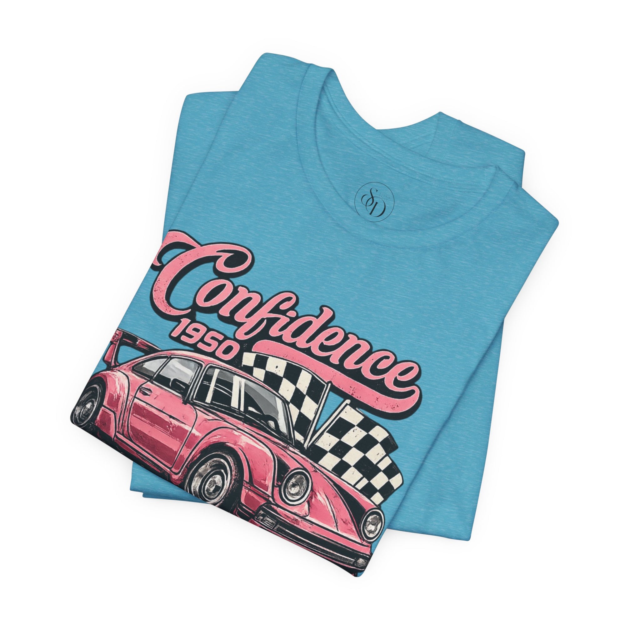 Vintage Pink Porsche 1950 Racing Tee | Confidence No Fear At All