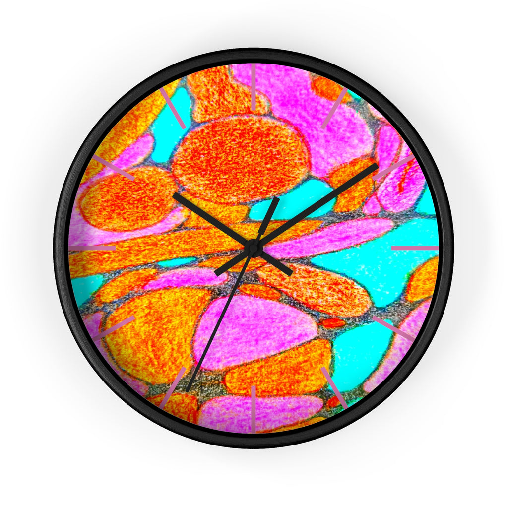Abstract Pink Orange Teal Wall Clock | Modern Geometric Pop Art Decor | Silent Unique Gift
