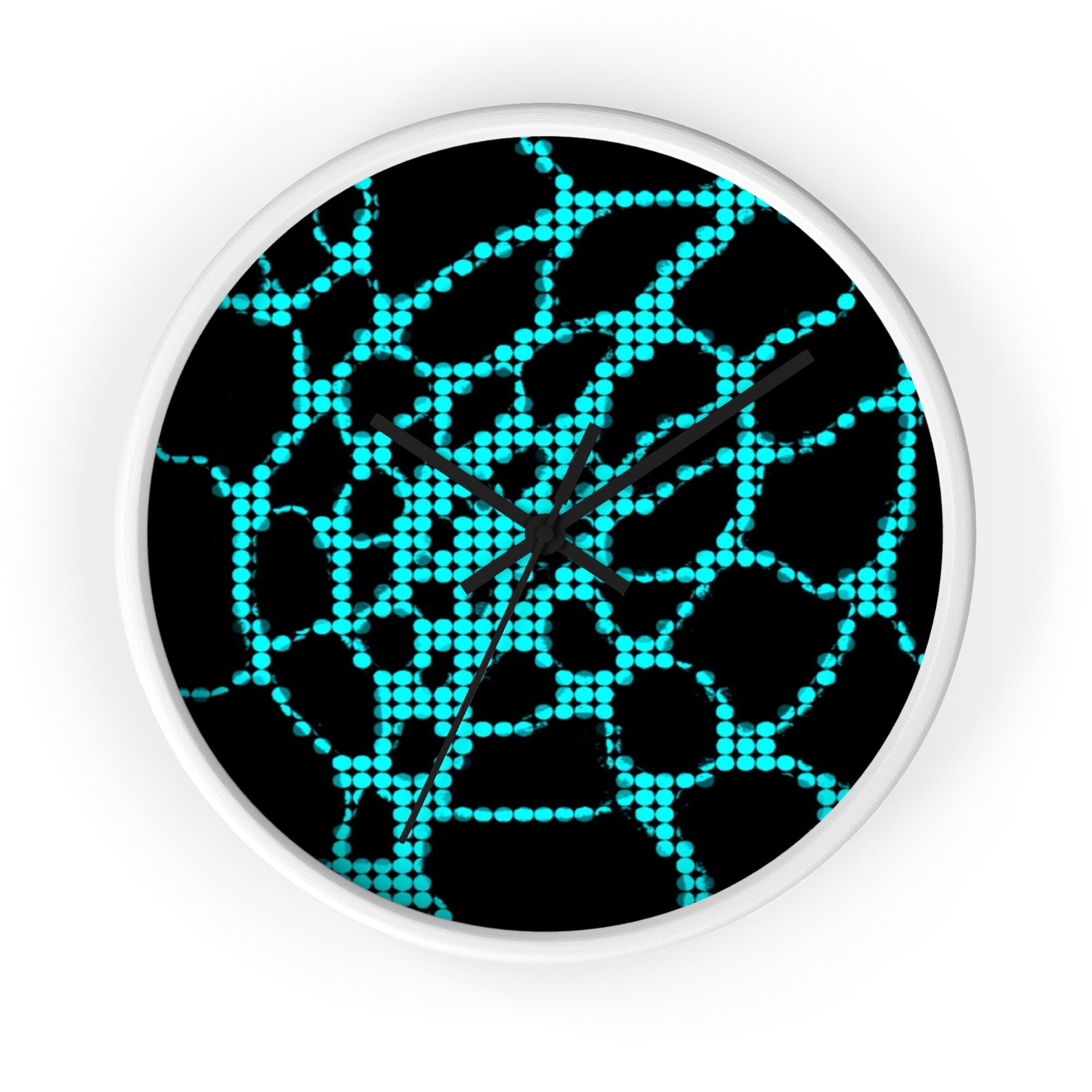 Modern Wall Clock | Black Turquoise Clock | Minimalist Silent Decor