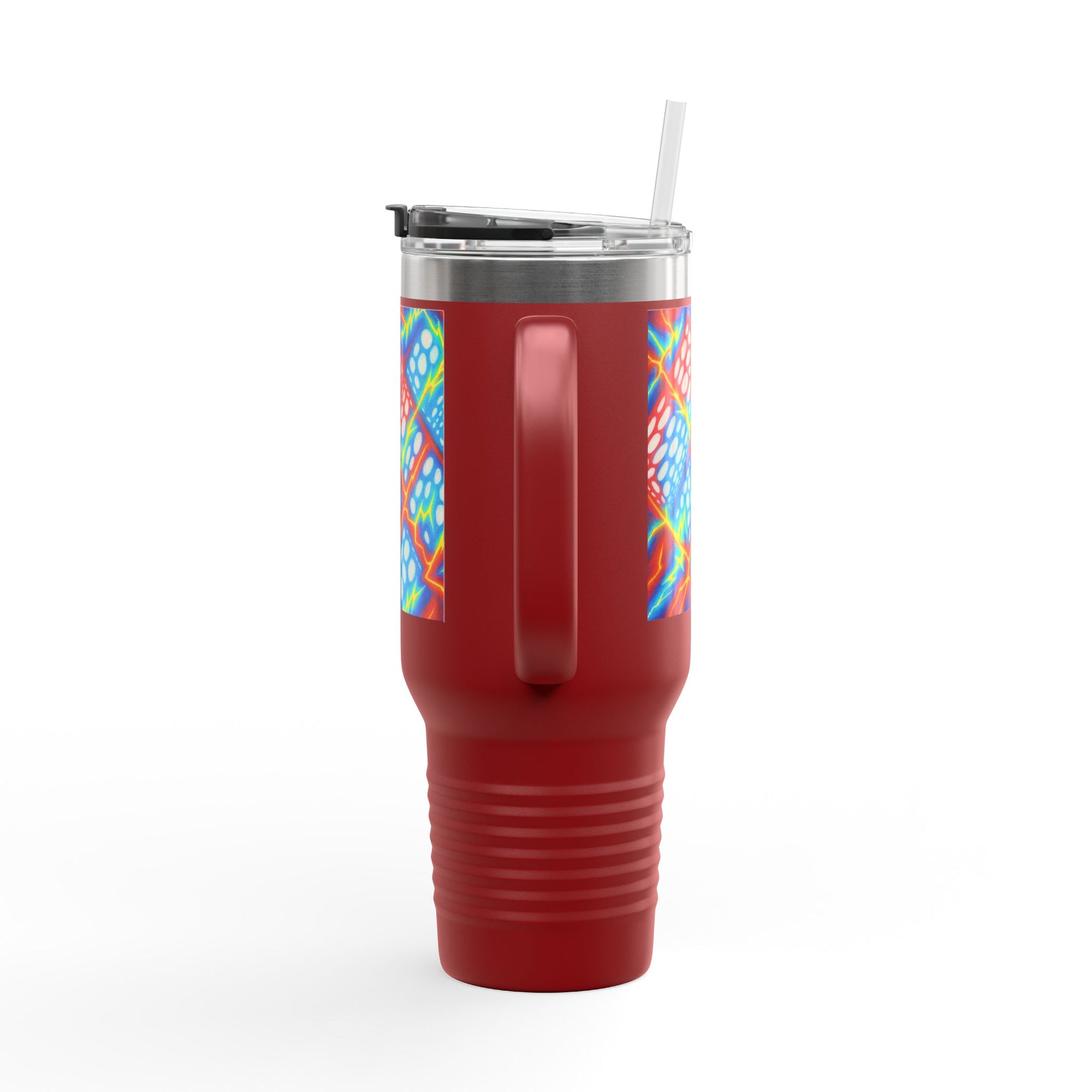 Bold Stainless Steel Travel Mug for Hot & Cold Drinks, Colorful Artistic Cup with Straw