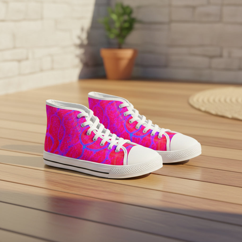 Women’s High Top Sneakers | Pink Blue Neuro-Art Canvas Shoes