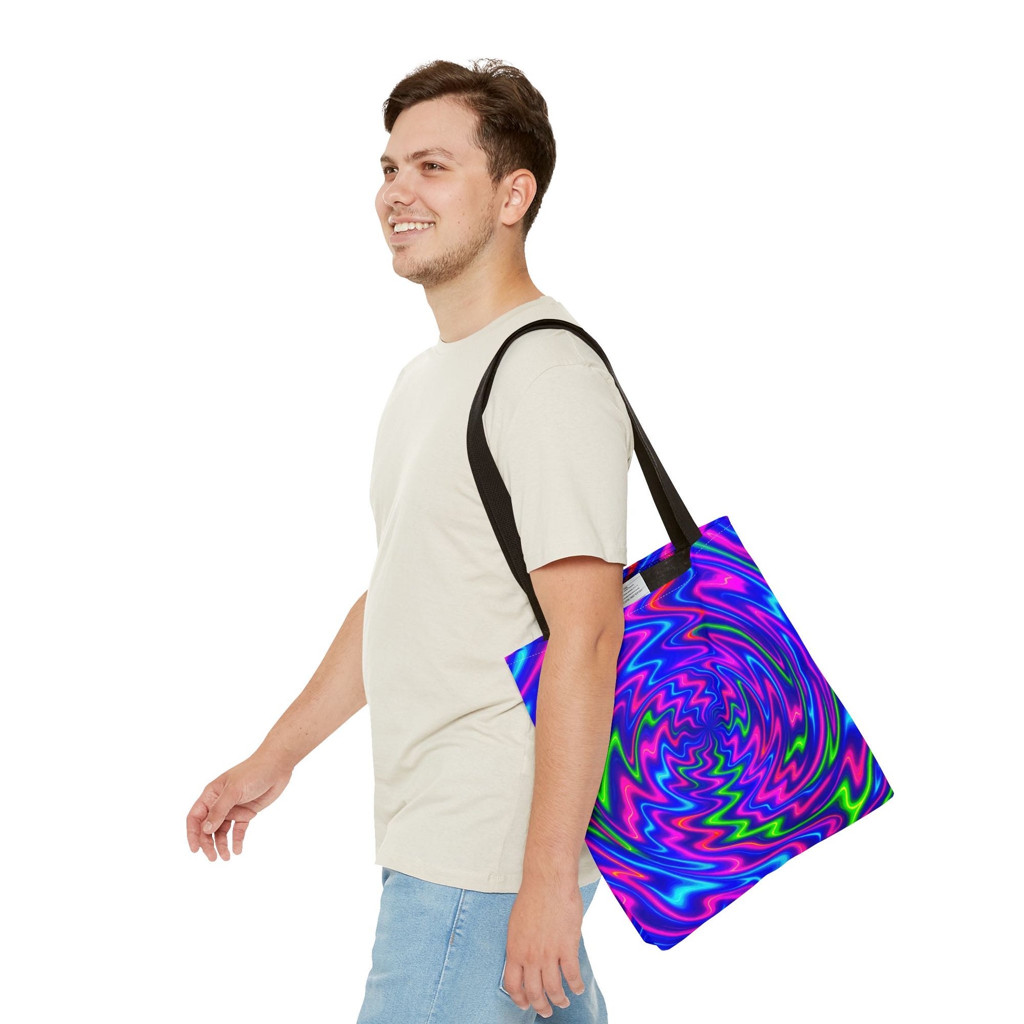 Neon Psychedelic Tote | Colorful Swirl Art Bag