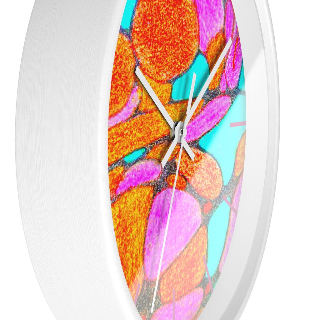Abstract Pink Orange Teal Wall Clock | Modern Geometric Pop Art Decor | Silent Unique Gift