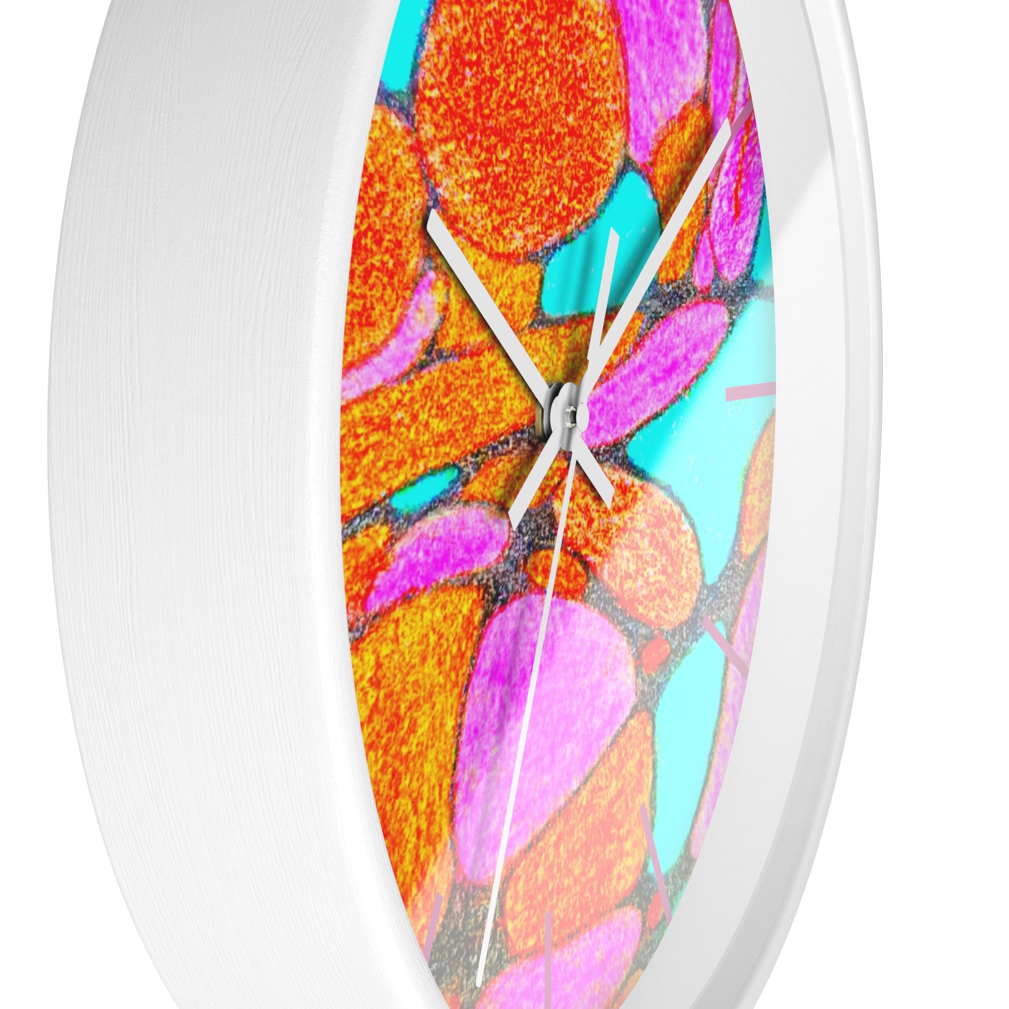Abstract Pink Orange Teal Wall Clock | Modern Geometric Pop Art Decor | Silent Unique Gift