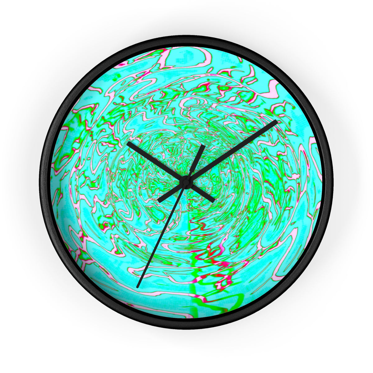 Abstract Green Turquoise Wall Clock | Silent Modern Swirl Home Decor | Unique Gift