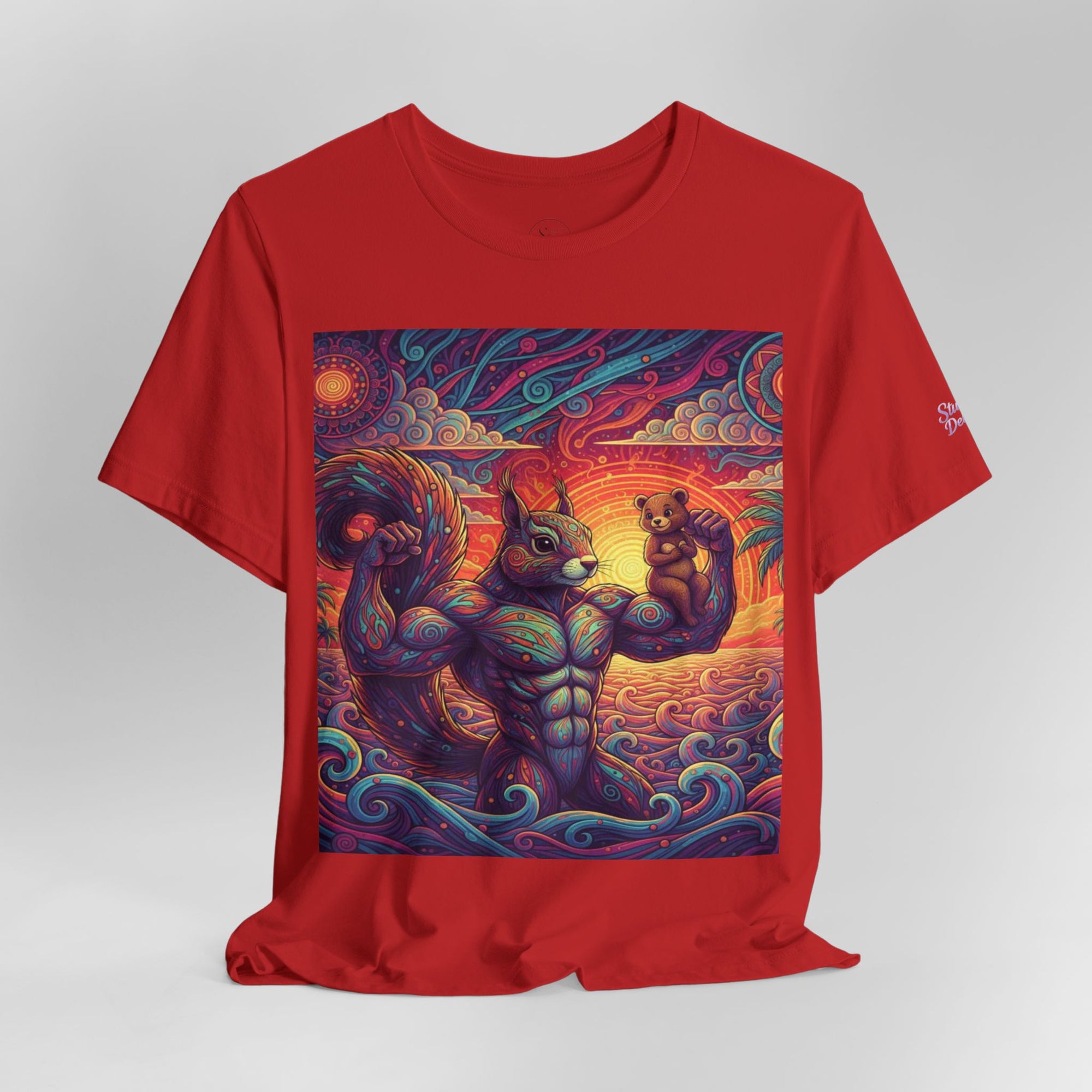 Muscular Squirrel Warrior T-Shirt | Fantasy Animal Design | Colorful Unisex Graphic Shirt