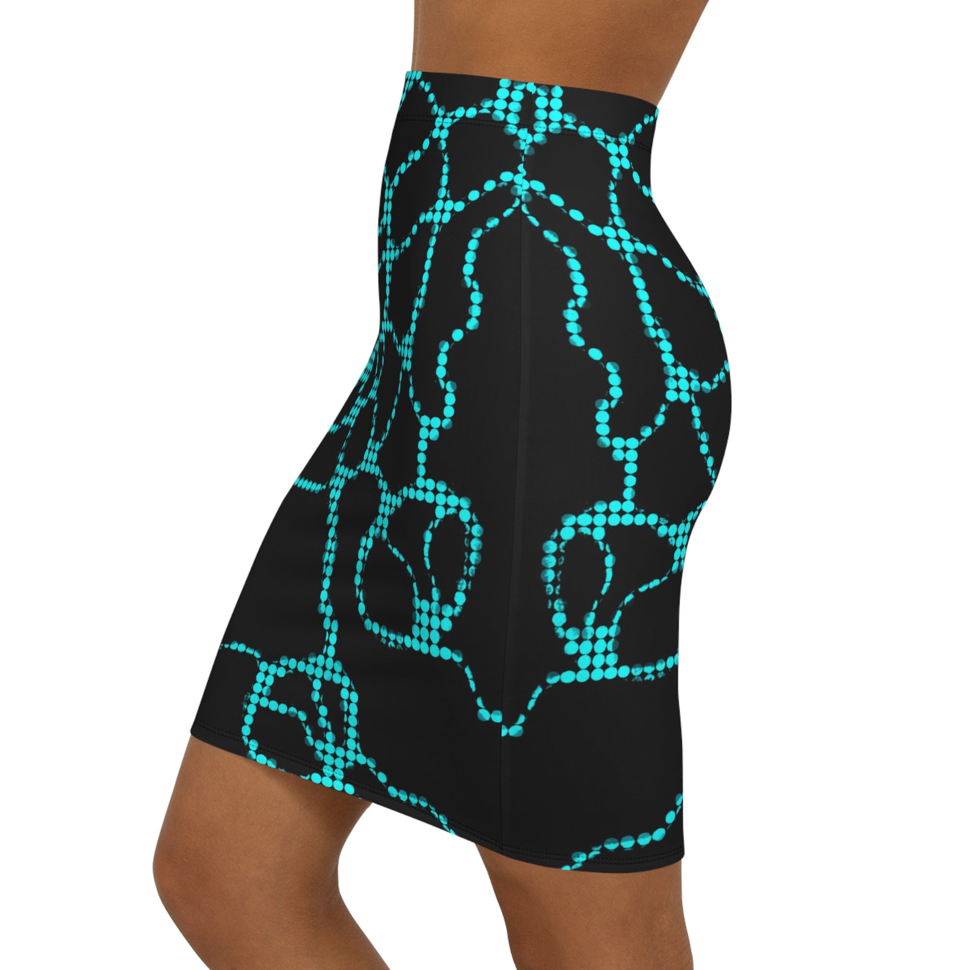Black Neon Grid Mini Skirt | Bodycon Clubwear | Futuristic Night Outfit