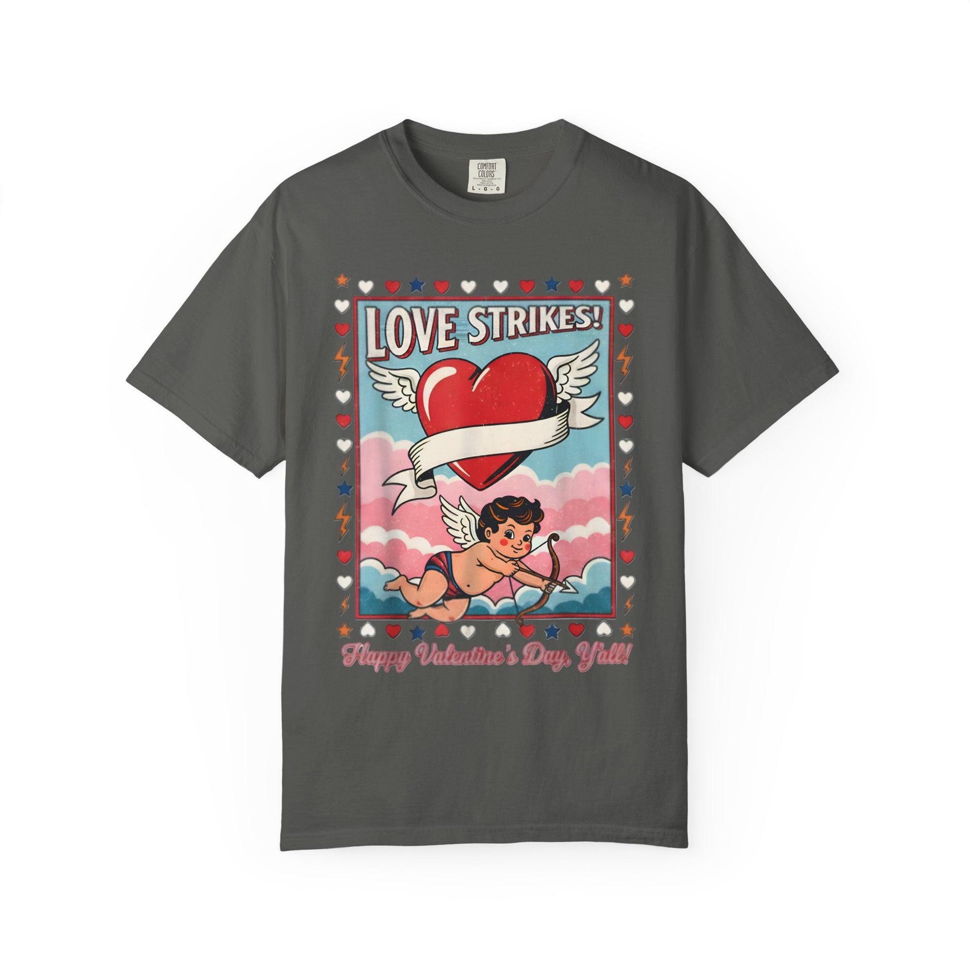 Love Strikes Cupid Heart T-Shirt | Valentine's Day Retro Graphic