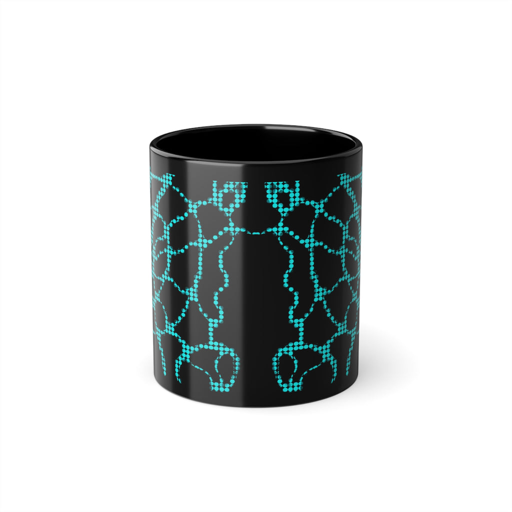 Futuristic Black Mug with Blue Tech Pattern | Cyber Coffee Cup | Modern Geek Gift for Programmers & Gamers