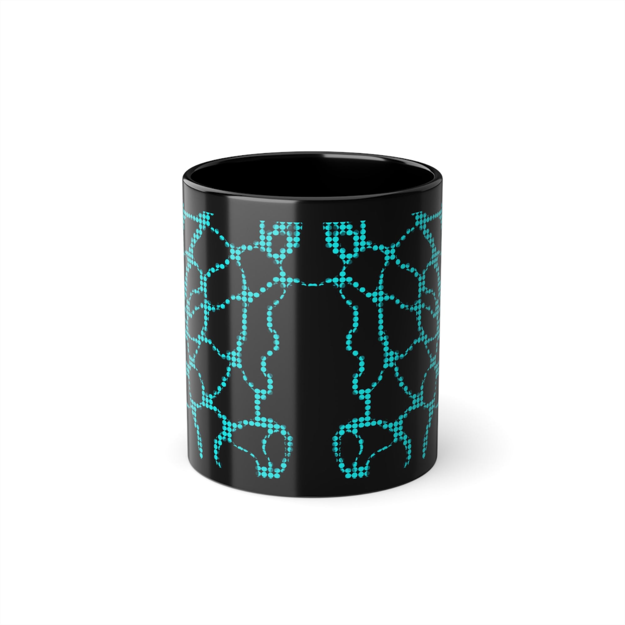 Futuristic Black Mug with Blue Tech Pattern | Cyber Coffee Cup | Modern Geek Gift for Programmers & Gamers