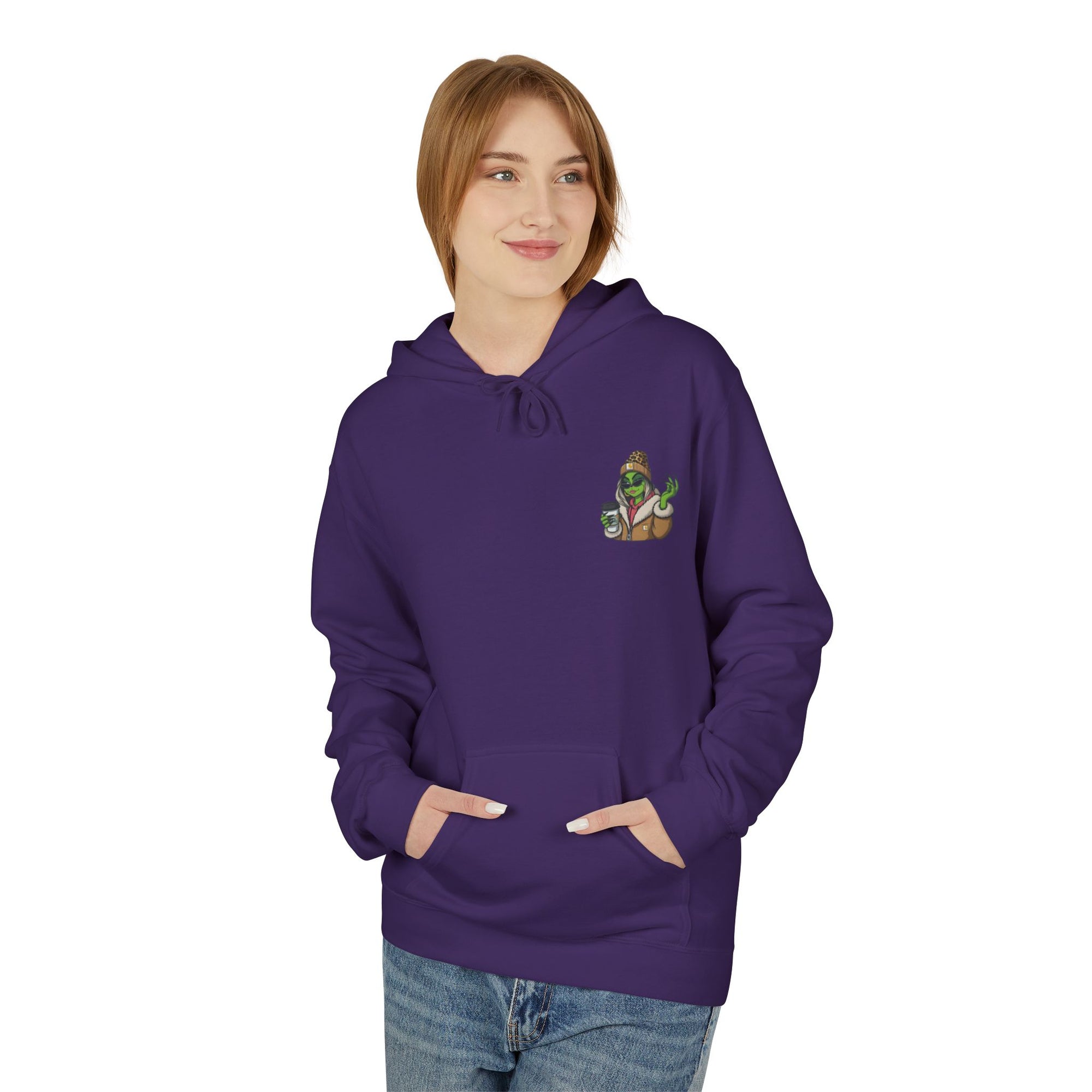 Sassy Grinch Girl Coffee Hoodie | Cozy Alien Winter Sweater | Funny Christmas Gift