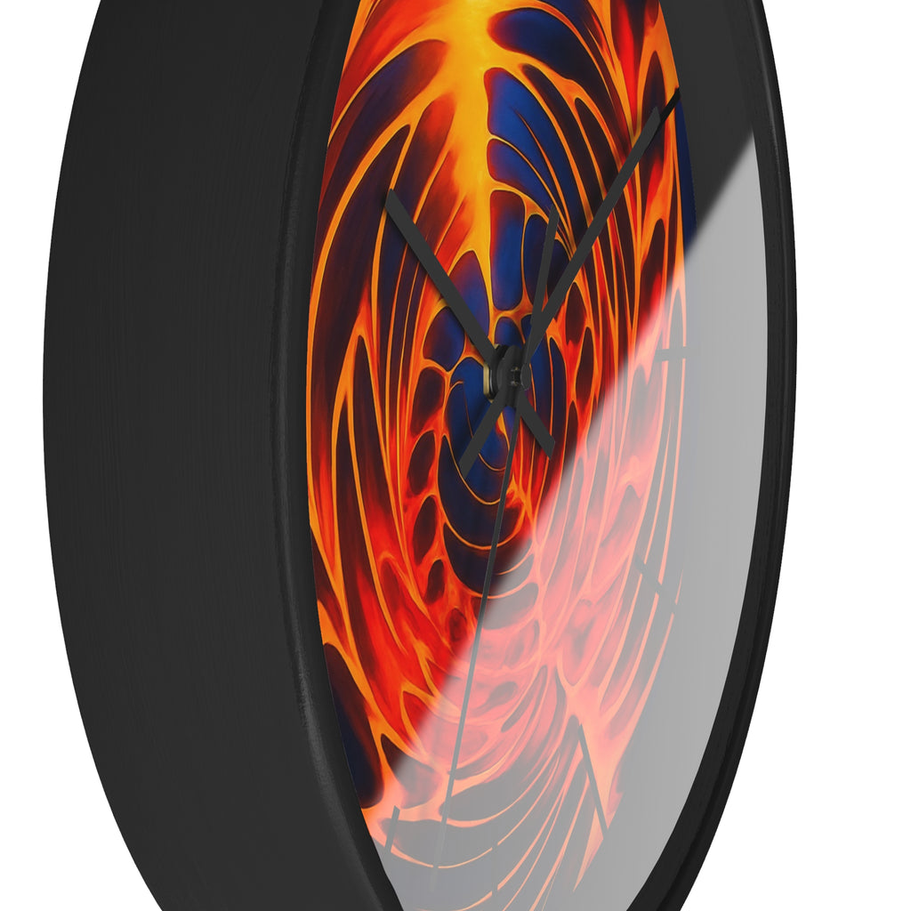 Abstract Fire Vortex Wall Clock | Red Orange Swirl Home Decor | Unique Silent Gift