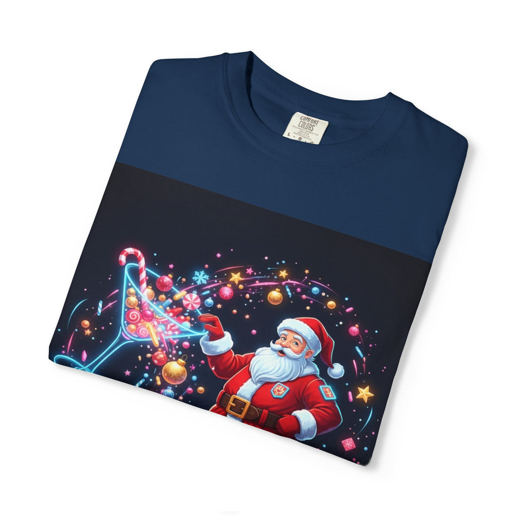 Santa Wizard Illustration T-Shirt | Neon Magical Christmas Tee